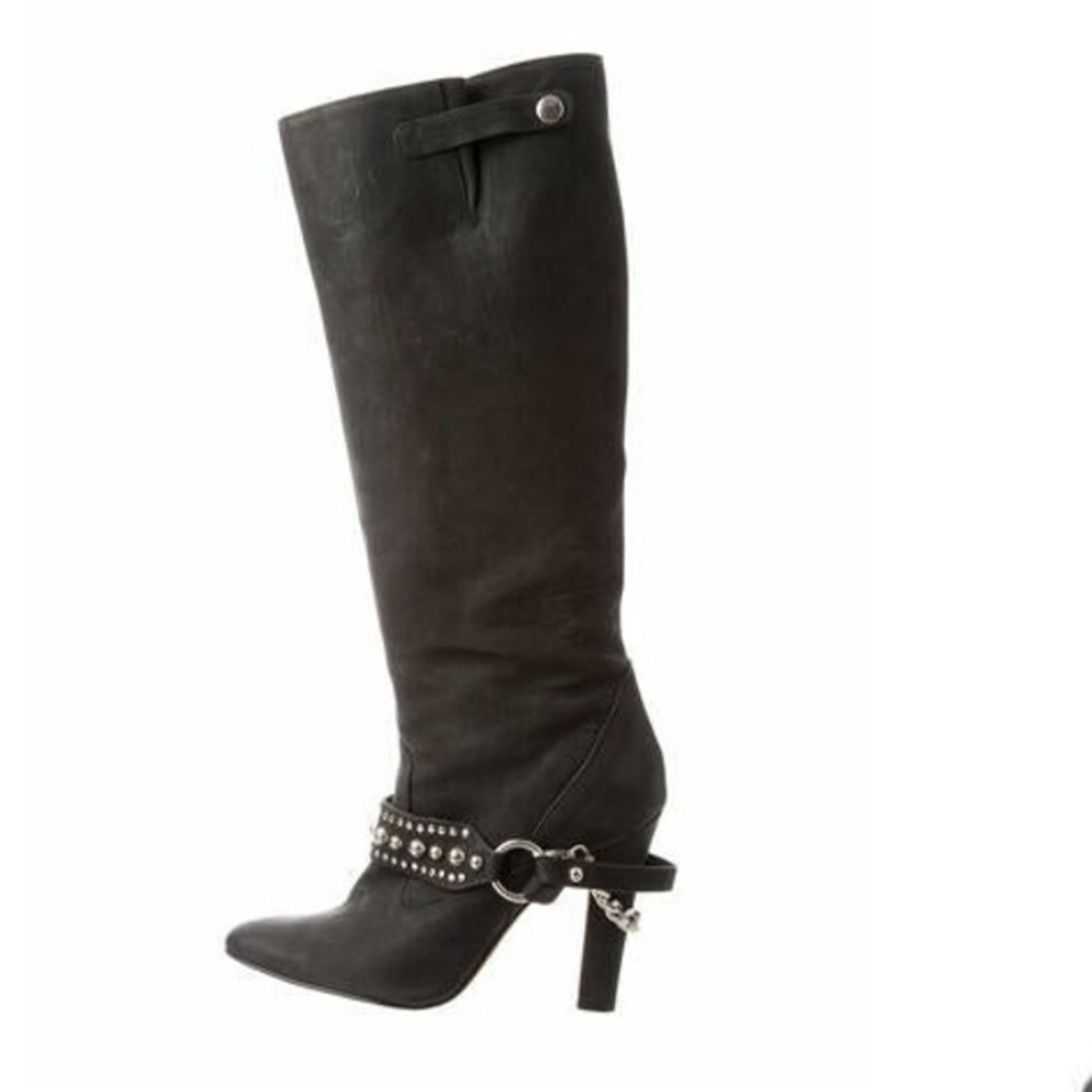 MANOLO BLAHNIK Black Nobuck with chains and studs size 39